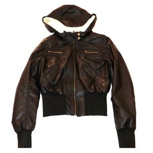 Faux leather bomber jacket